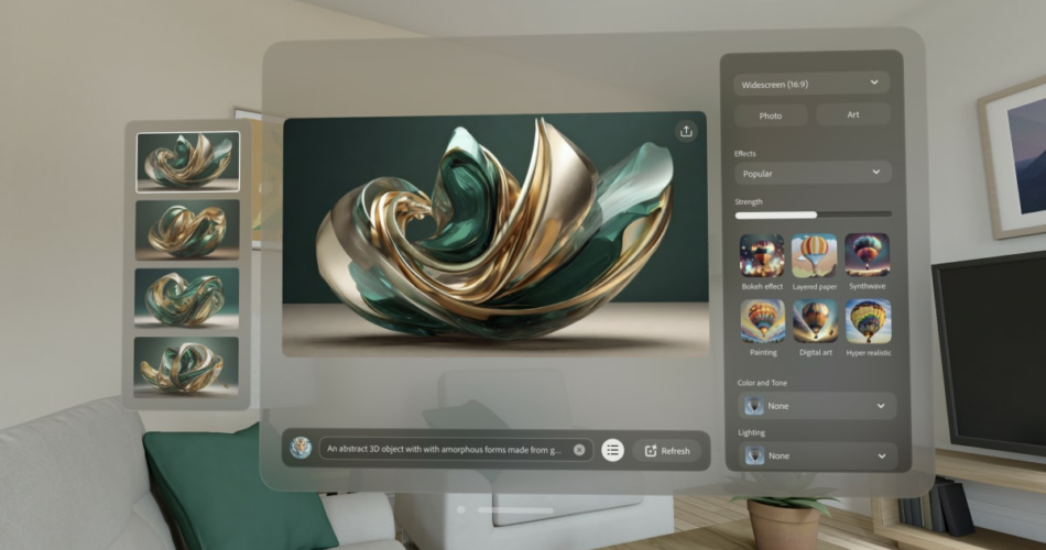 Adobe traz a IA generativa do Firefly e Lightroom para o Vision Pro